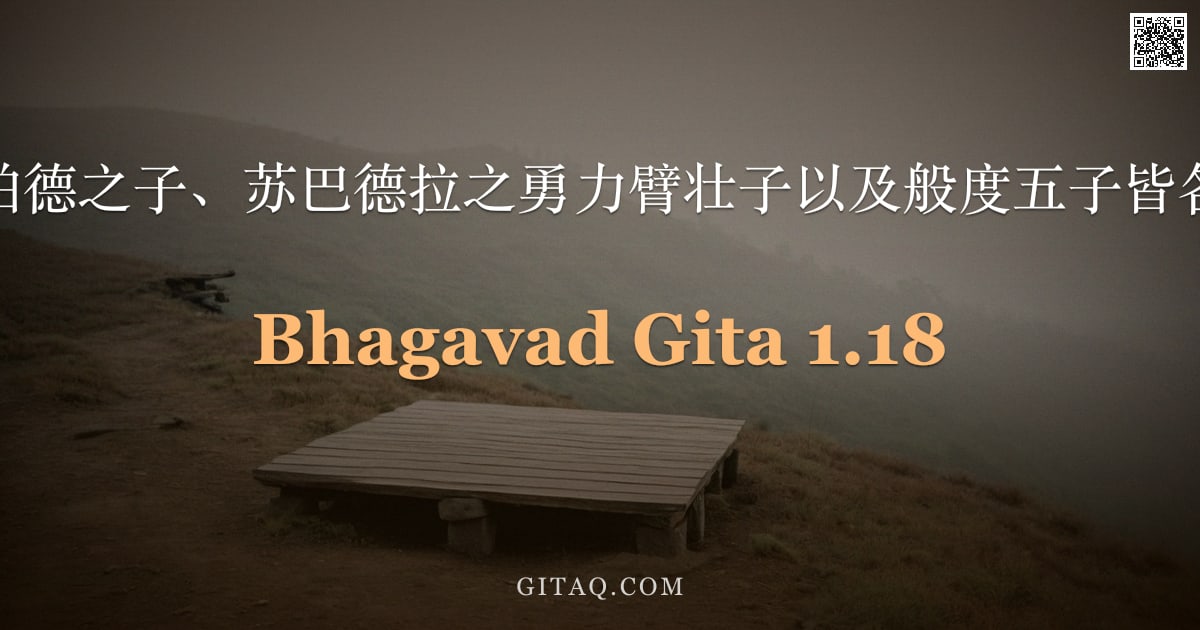 薄伽梵歌 1.18 — "大君啊，德罗帕德之子、苏巴德拉之勇力臂壮子以及般度五子皆各自吹响法螺。"