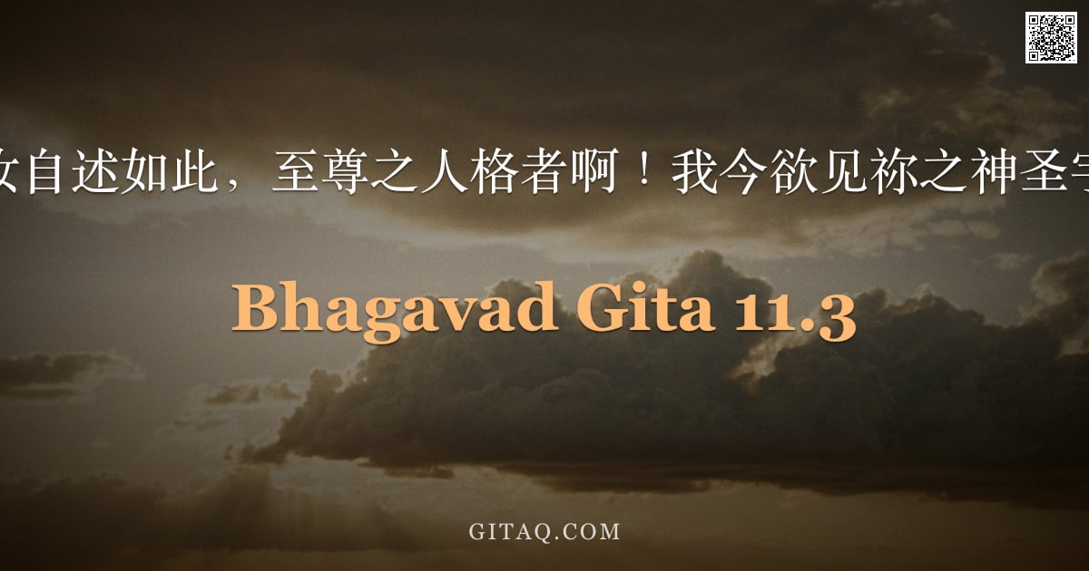 薄伽梵歌 11.3 — "世尊，如汝自述如此，至尊之人格者啊！我今欲见祢之神圣宇宙形相。"