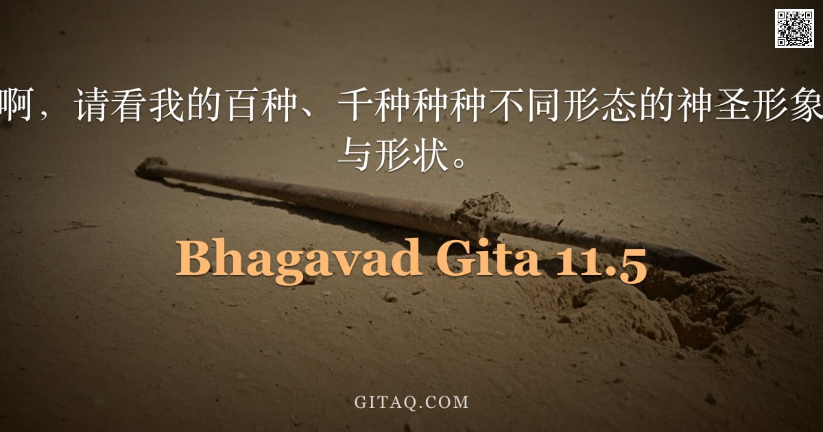 薄伽梵歌 11.5 — "圣主说：阿周那啊，请看我的百种、千种种种不同形态的神圣形象，以及各种颜色与形状。"