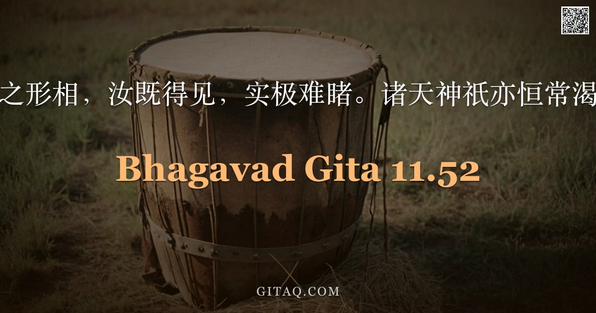 薄伽梵歌 11.52 — "圣主说：此我之形相，汝既得见，实极难睹。诸天神祇亦恒常渴慕欲见此形。"