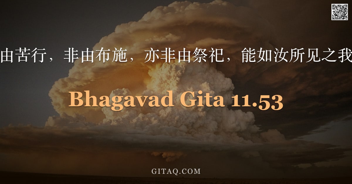 薄伽梵歌 11.53 — "非由吠陀，非由苦行，非由布施，亦非由祭祀，能如汝所见之我形而见我也。"