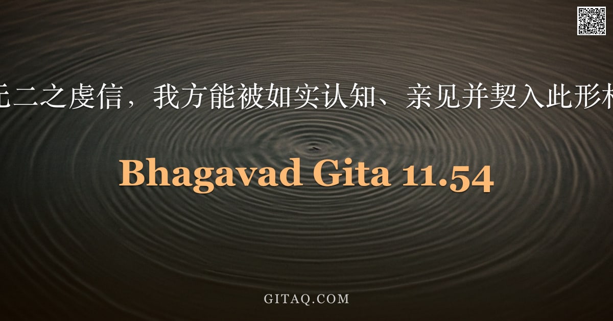 薄伽梵歌 11.54 — "然而，唯有以无二之虔信，我方能被如实认知、亲见并契入此形相。阿周那啊！"