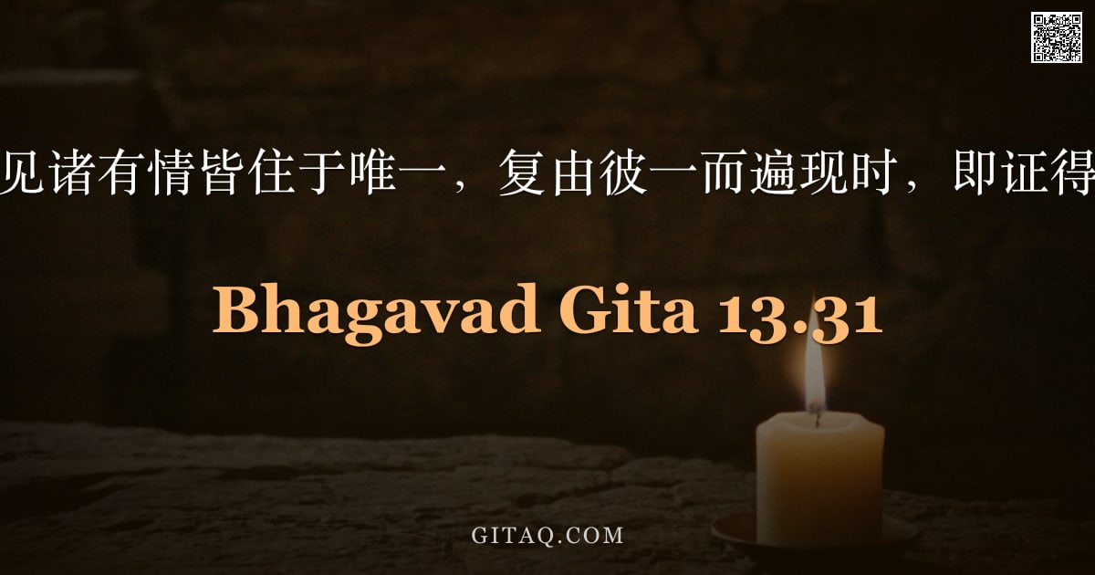 薄伽梵歌 13.31 — "当人见诸有情皆住于唯一，复由彼一而遍现时，即证得梵。"