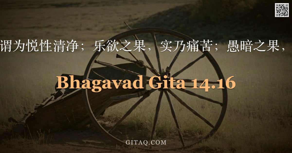 薄伽梵歌 14.16 — "善行之果，谓为悦性清净；乐欲之果，实乃痛苦；愚暗之果，则为无明。"