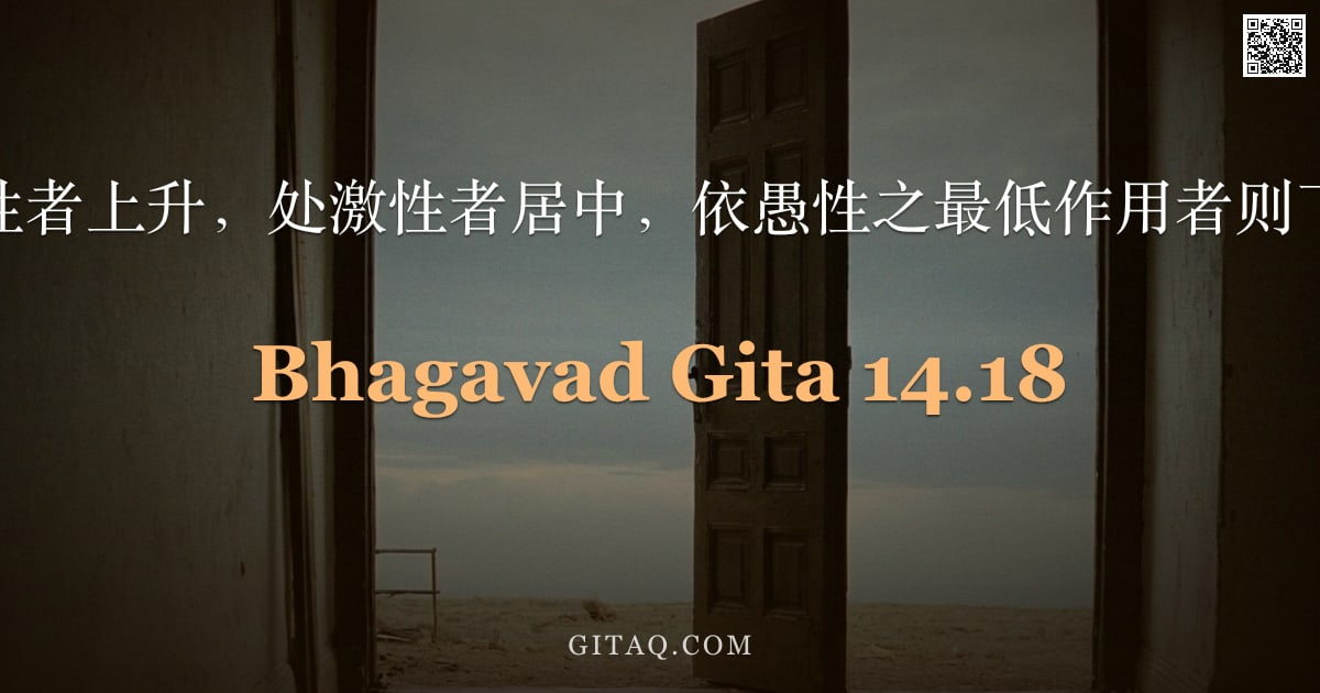 薄伽梵歌 14.18 — "居善性者上升，处激性者居中，依愚性之最低作用者则下降。"