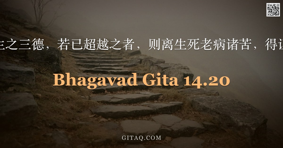 薄伽梵歌 14.20 — "此身所生之三德，若已超越之者，则离生死老病诸苦，得证不死。"