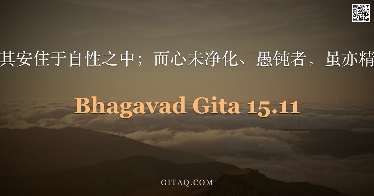 薄伽梵歌 15.11 — "精进之瑜伽士见其安住于自性之中；而心未净化、愚钝者，虽亦精进，却不见彼。"