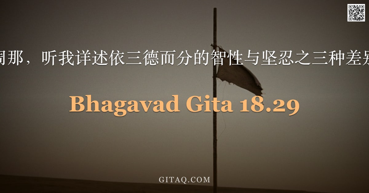 薄伽梵歌 18.29 — "阿周那，听我详述依三德而分的智性与坚忍之三种差别。"