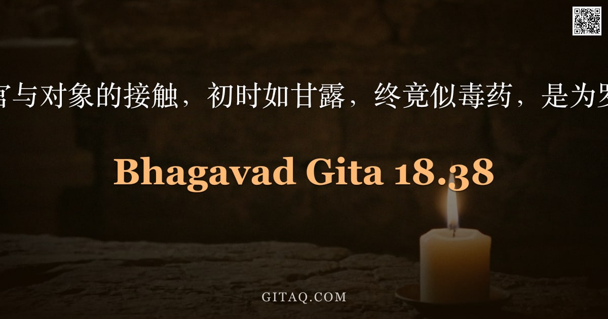 薄伽梵歌 18.38 — "此乐源于感官与对象的接触，初时如甘露，终竟似毒药，是为罗阇性之乐。"