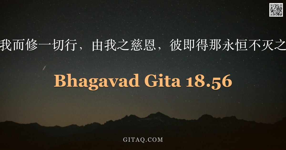 薄伽梵歌 18.56 — "常依我而修一切行，由我之慈恩，彼即得那永恒不灭之境。"