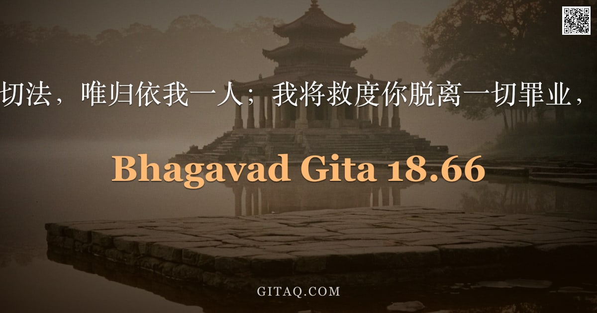 薄伽梵歌 18.66 — "舍弃一切法，唯归依我一人；我将救度你脱离一切罪业，勿忧。"