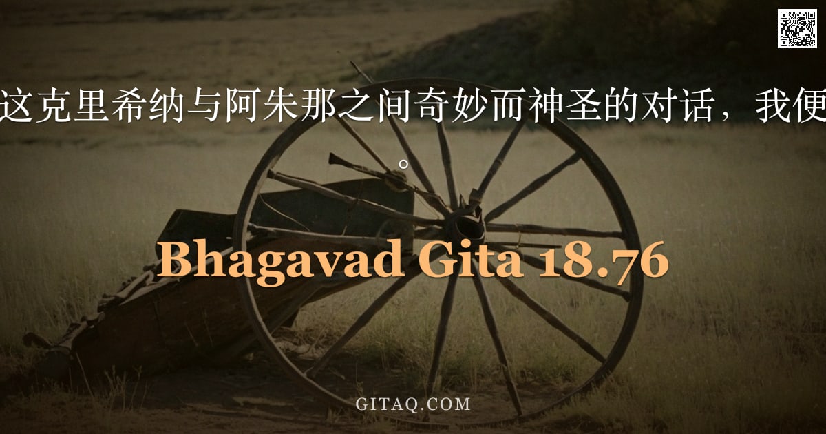 薄伽梵歌 18.76 — "大王，每当忆起这克里希纳与阿朱那之间奇妙而神圣的对话，我便一次次心生欢喜。"