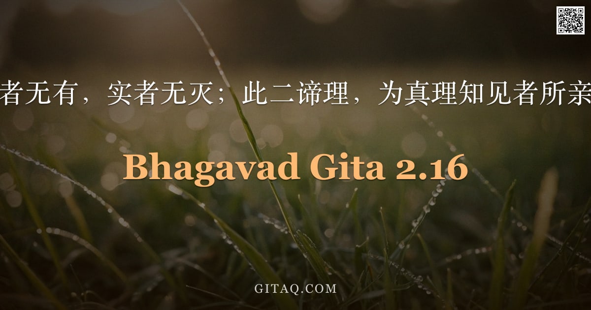 薄伽梵歌 2.16 — "非实者无有，实者无灭；此二谛理，为真理知见者所亲证。"