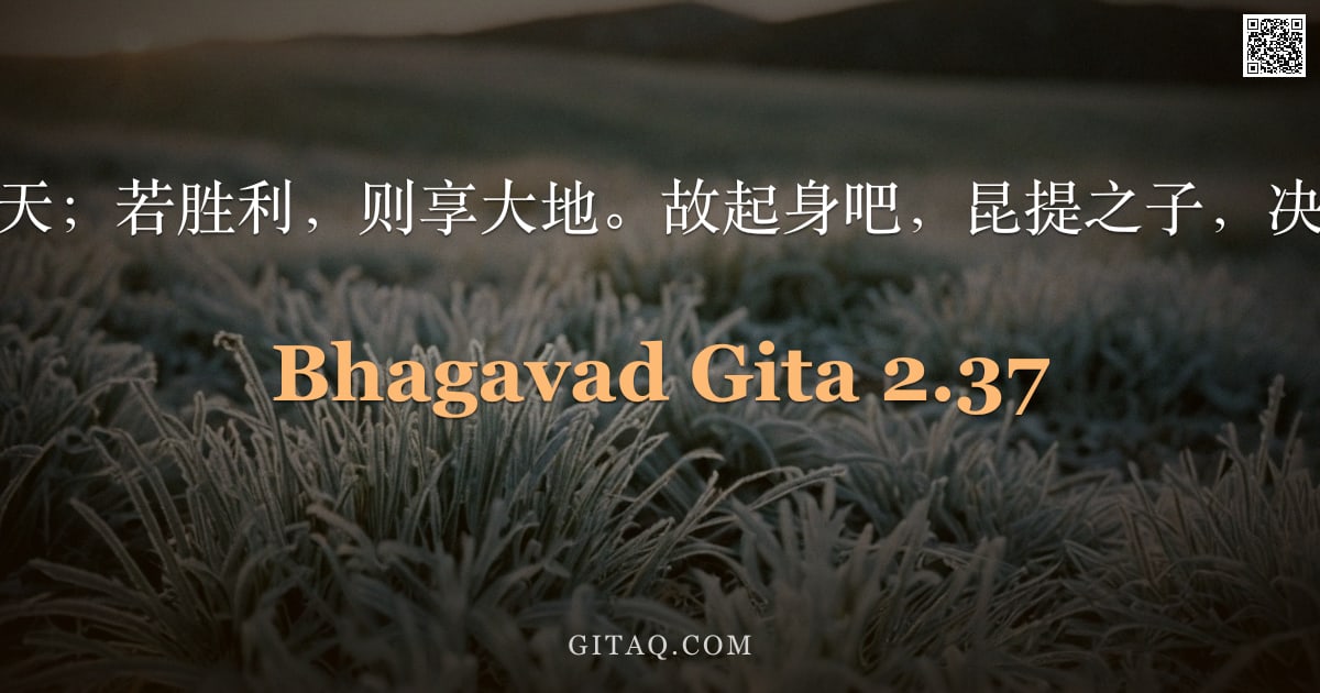 薄伽梵歌 2.37 — "若战死，则升天；若胜利，则享大地。故起身吧，昆提之子，决意投入战斗。"