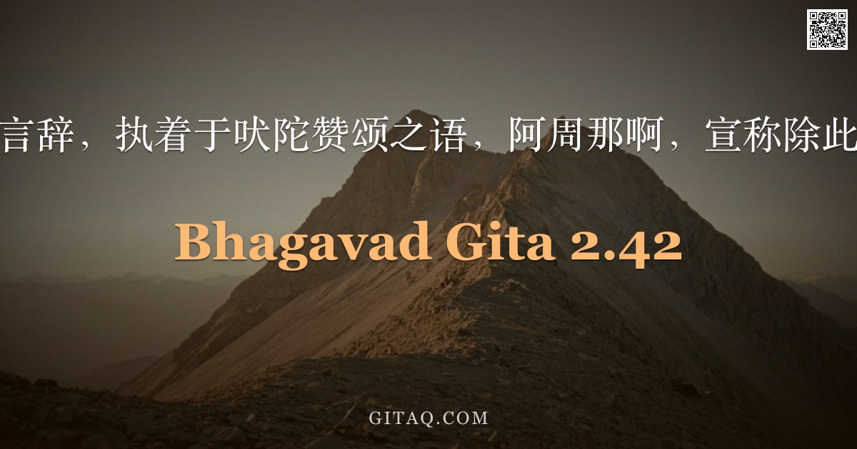薄伽梵歌 2.42 — "无智者喜说华丽言辞，执着于吠陀赞颂之语，阿周那啊，宣称除此之外别无他物。"