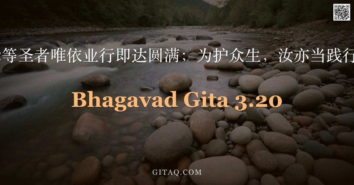 薄伽梵歌 3.20 — "Janaka等圣者唯依业行即达圆满；为护众生，汝亦当践行此业。"