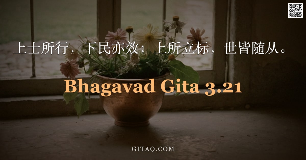 薄伽梵歌 3.21 — "上士所行，下民亦效；上所立标，世皆随从。"