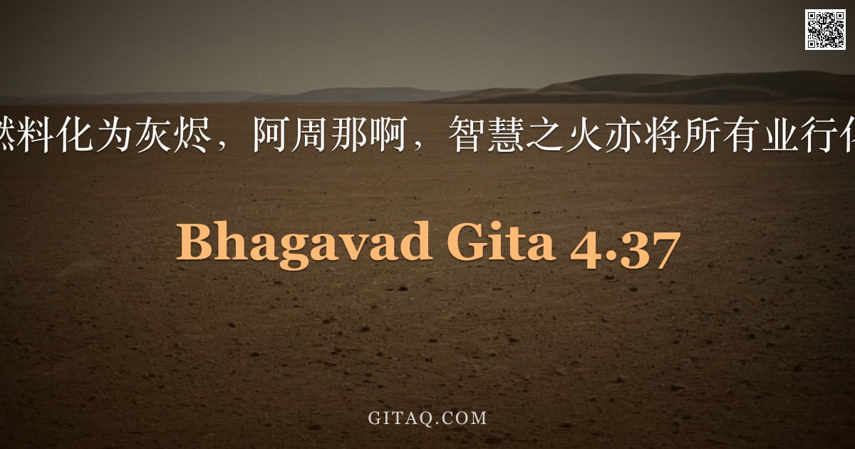 薄伽梵歌 4.37 — "如烈火将燃料化为灰烬，阿周那啊，智慧之火亦将所有业行化为灰烬。"