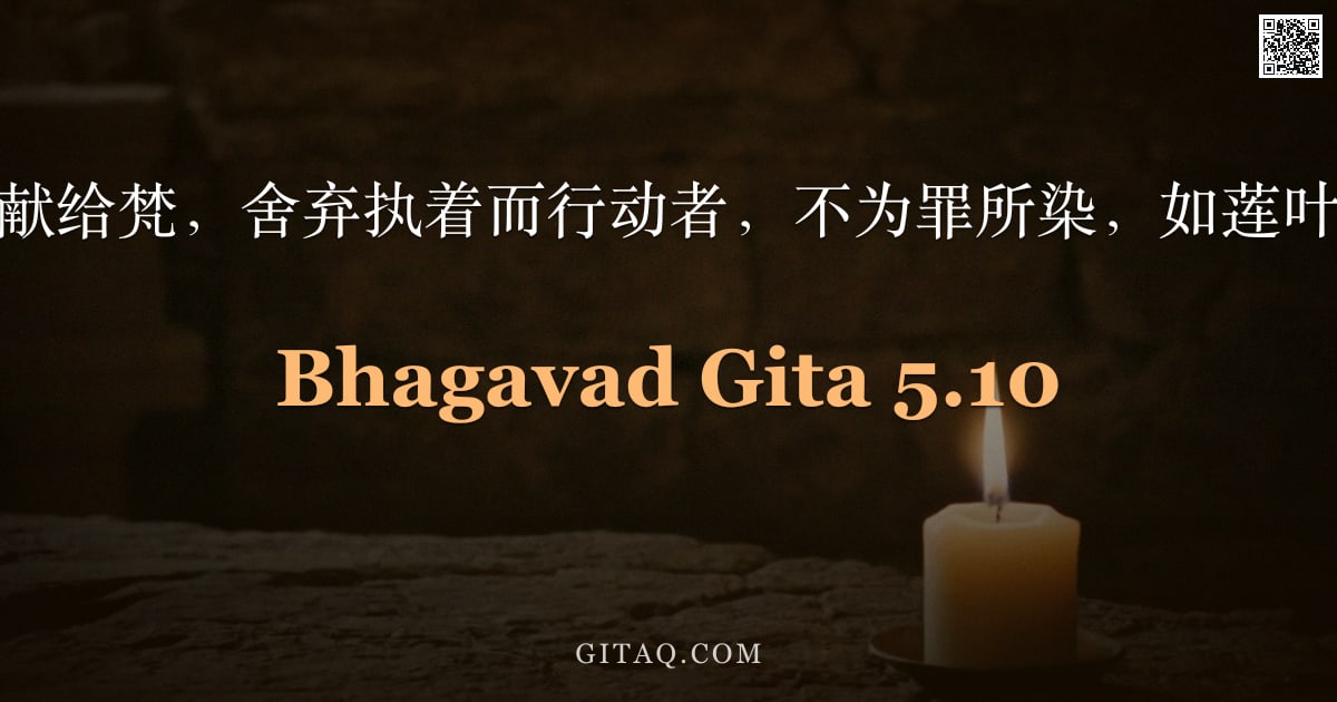 薄伽梵歌 5.10 — "将业行奉献给梵，舍弃执着而行动者，不为罪所染，如莲叶不沾水。"