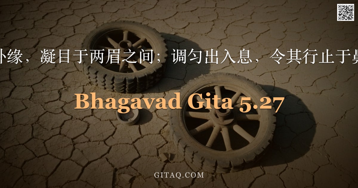 薄伽梵歌 5.27 — "屏除外缘，凝目于两眉之间；调匀出入息，令其行止于鼻内。"