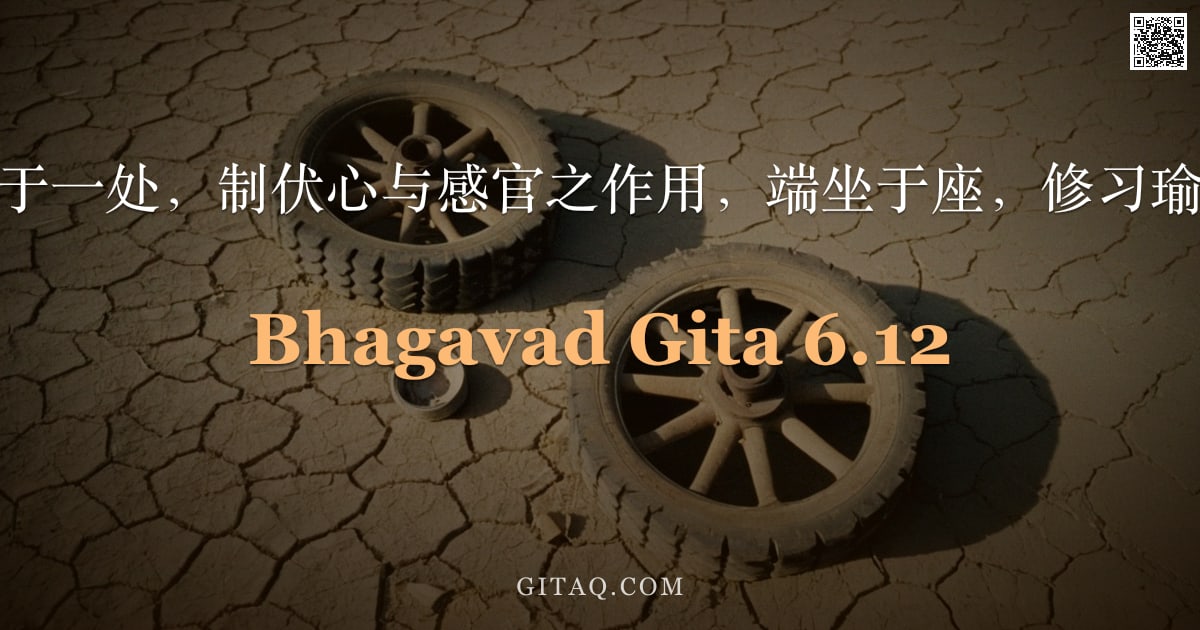 薄伽梵歌 6.12 — "于此，收摄心意于一处，制伏心与感官之作用，端坐于座，修习瑜伽以净化自性。"