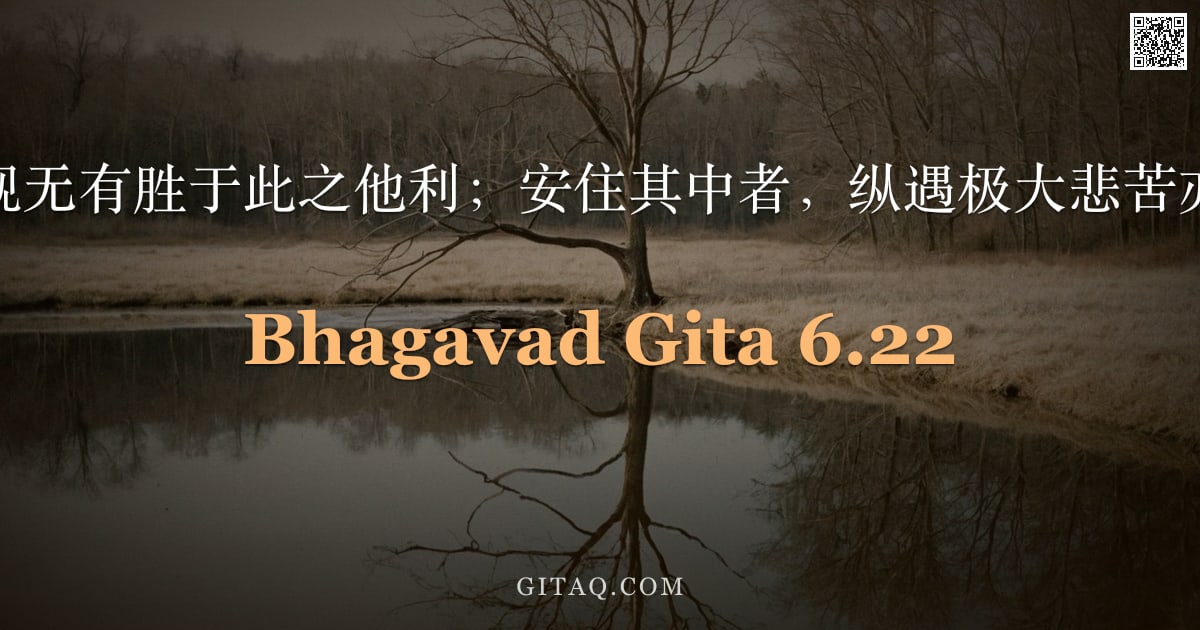 薄伽梵歌 6.22 — "得此者，视无有胜于此之他利；安住其中者，纵遇极大悲苦亦不动摇。"