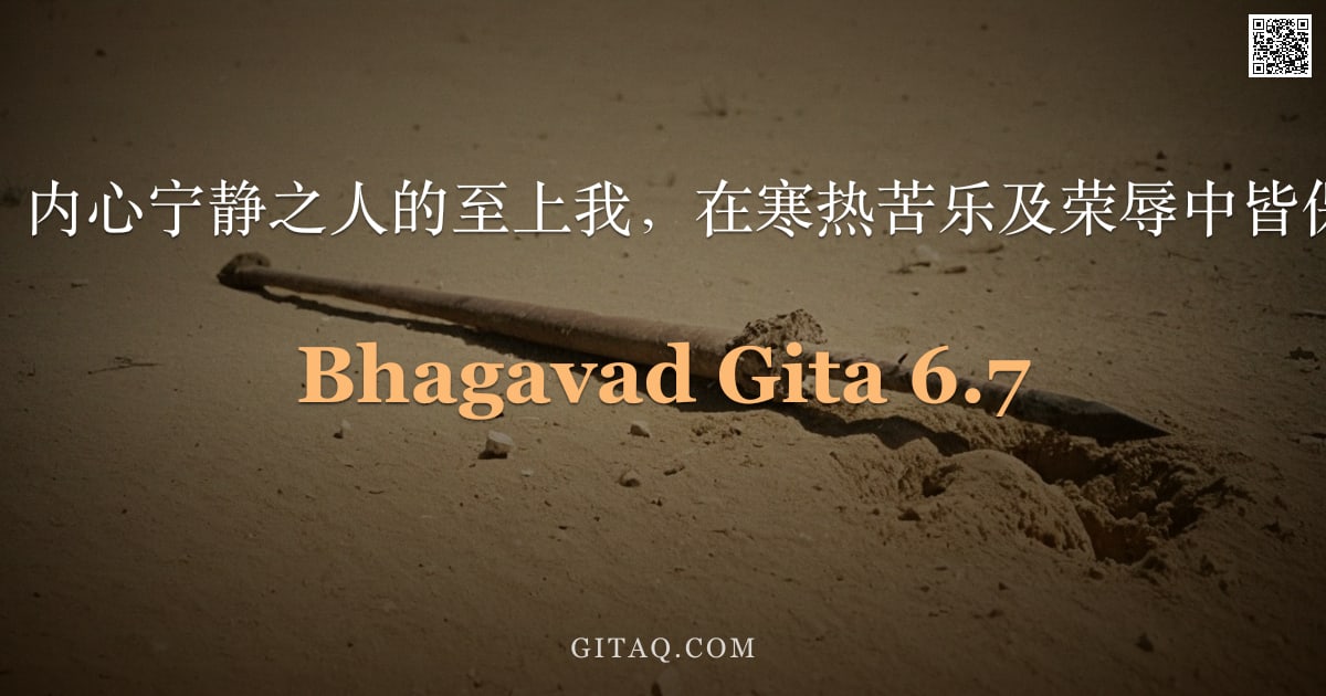 薄伽梵歌 6.7 — "自我克制、内心宁静之人的至上我，在寒热苦乐及荣辱中皆保持平衡。"