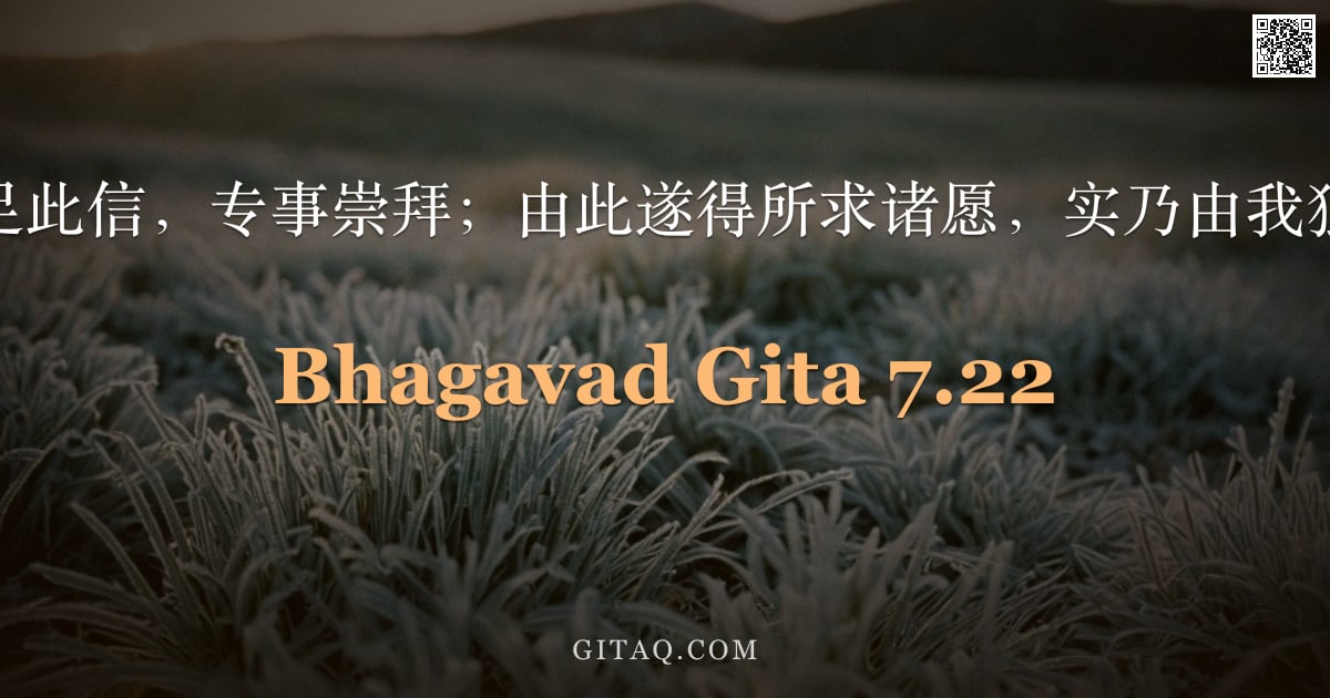 薄伽梵歌 7.22 — "彼具足此信，专事崇拜；由此遂得所求诸愿，实乃由我独授。"