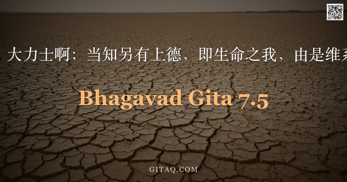 薄伽梵歌 7.5 — "此乃下德，大力士啊；当知另有上德，即生命之我，由是维系此世间。"