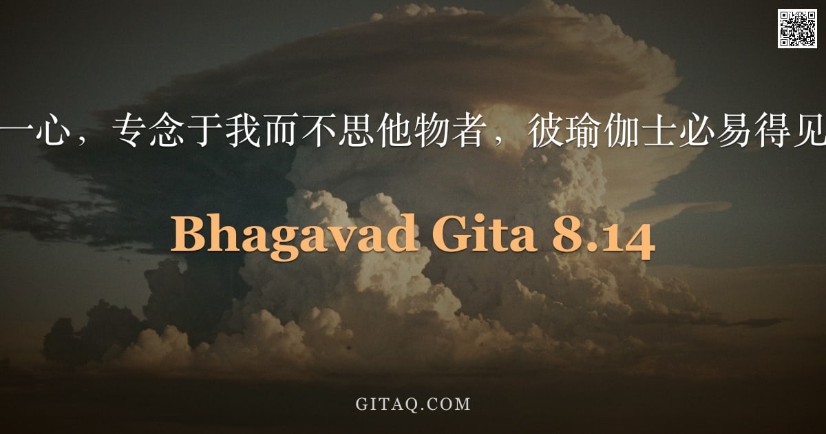 薄伽梵歌 8.14 — "恒常一心，专念于我而不思他物者，彼瑜伽士必易得见我。"