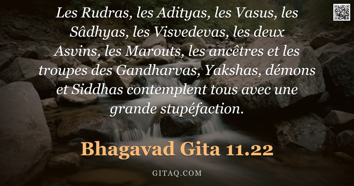 Bhagavad-Gîtâ 11.22 — "Les Rudras, les Adityas, les Vasus, les Sâdhyas, les Visvedevas, les deux Asvins, les Marouts, les a"