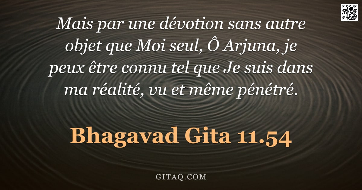 Bhagavad-Gîtâ 11.54 — "Mais par une dévotion sans autre objet que Moi seul, Ô Arjuna, je peux être connu tel que Je suis da"