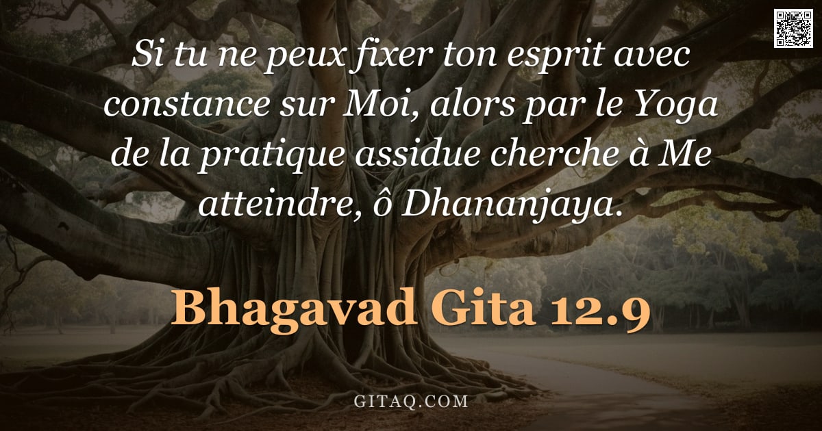 Bhagavad-Gîtâ 12.9 — "Si tu ne peux fixer ton esprit avec constance sur Moi, alors par le Yoga de la pratique assidue cher"