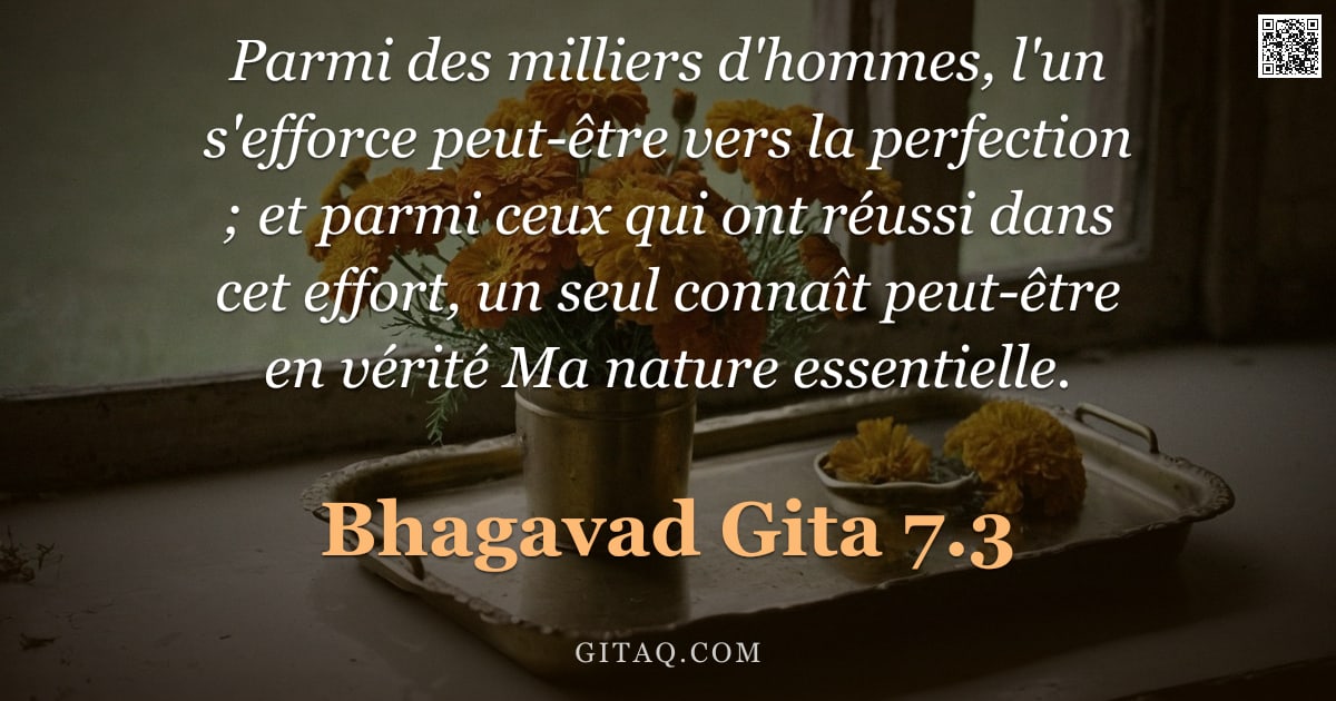 Bhagavad-Gîtâ 7.3 — "Parmi des milliers d'hommes, l'un s'efforce peut-être vers la perfection ; et parmi ceux qui ont réu"
