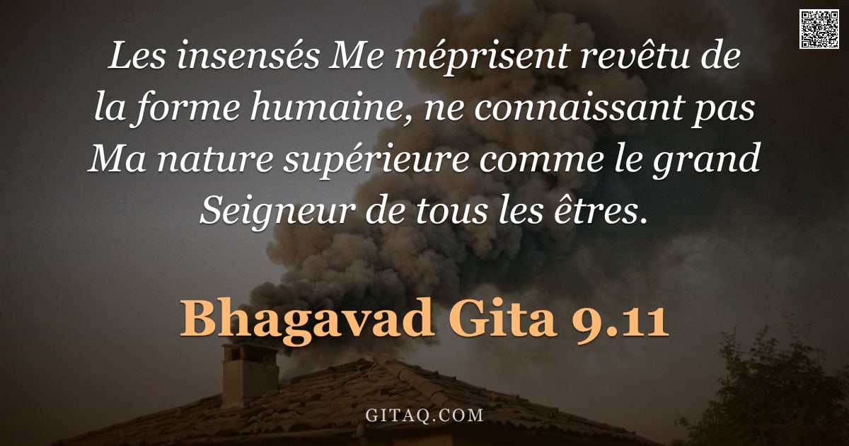 Bhagavad-Gîtâ 9.11 — "Les insensés Me méprisent revêtu de la forme humaine, ne connaissant pas Ma nature supérieure comme "