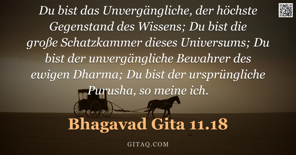 Bhagavad Gita 11.18 — "Du bist das Unvergängliche, der höchste Gegenstand des Wissens; Du bist die große Schatzkammer diese"