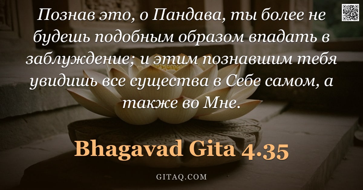 Бхагавад-гита 4.35 — "Познав это, о Пандава, ты более не будешь подобным образом впадать в заблуждение; и этим познавшим т"